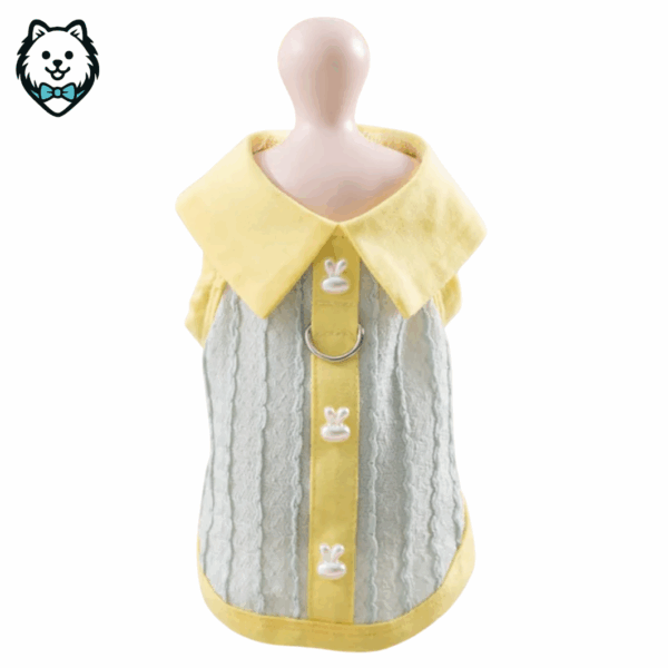 chemise à col polo pour chien spitz à couleur contrastée