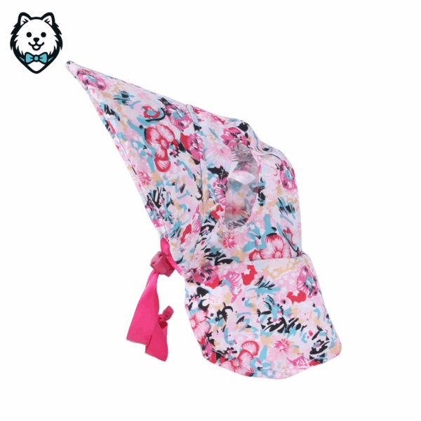 Chapeau pour chien spitz avec motifs floraux