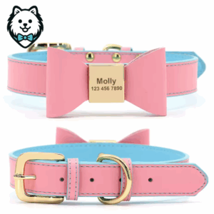 Collier noeud papillon pour chien personnalisé en cuir PU souple