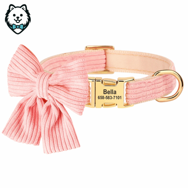 Collier personnalisé pour chien avec grand nœud papillon