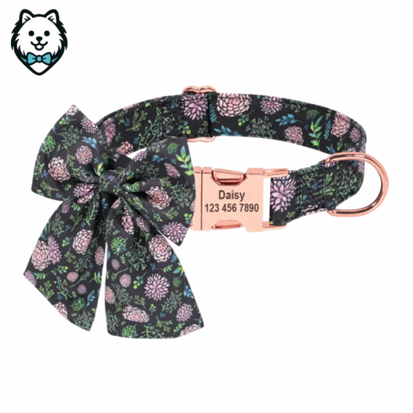 collier personnalisé pour chien avec grand nœud papillon