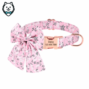 collier personnalisé pour chien avec grand nœud papillon