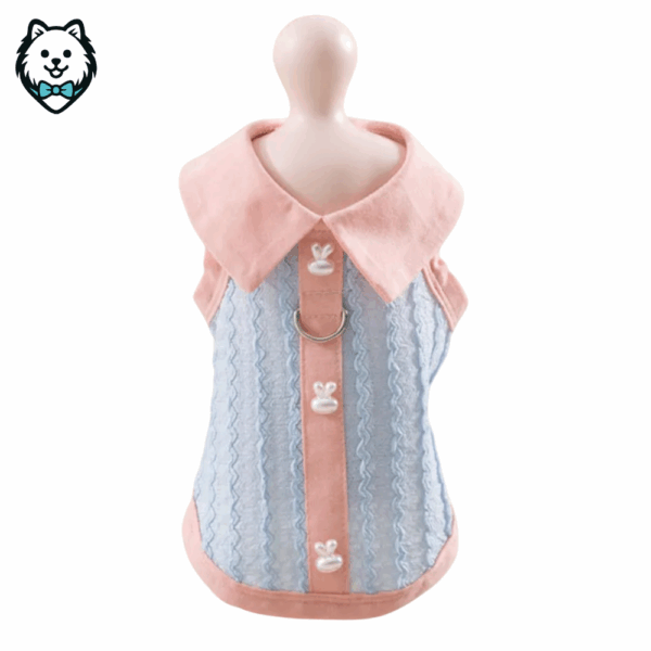 chemise à col polo pour chien spitz à couleur contrastée
