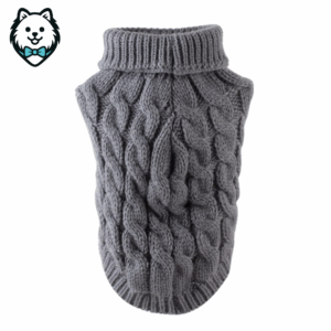 Pull d'hiver chaud en laine et maille torsadée pour chien spitz