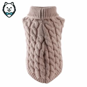 Pull d'hiver chaud en laine et maille torsadée pour chien spitz
