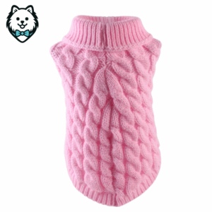 Pull d'hiver chaud en laine et maille torsadée pour chien spitz