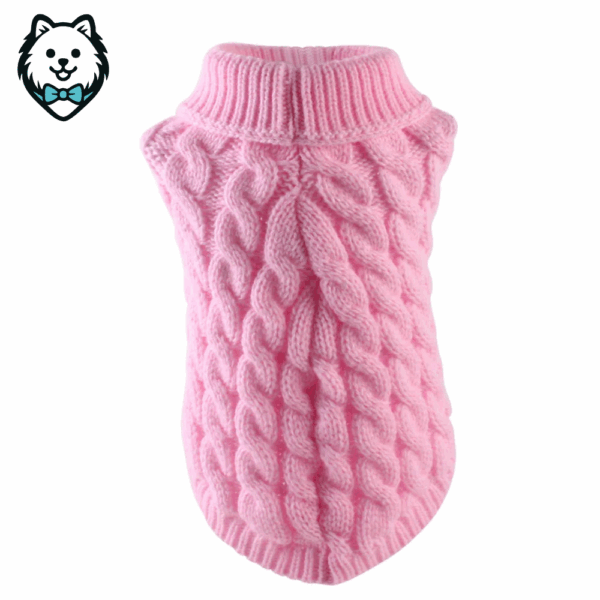 Pull d'hiver chaud en laine et maille torsadée pour chien spitz