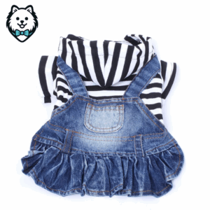 Robe en jean pour chien spitz avec rayure ultra tendance